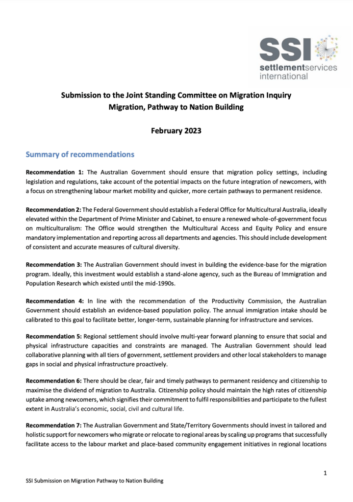 Submission to the Joint Standing Committee