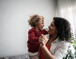 Mother and child dancing