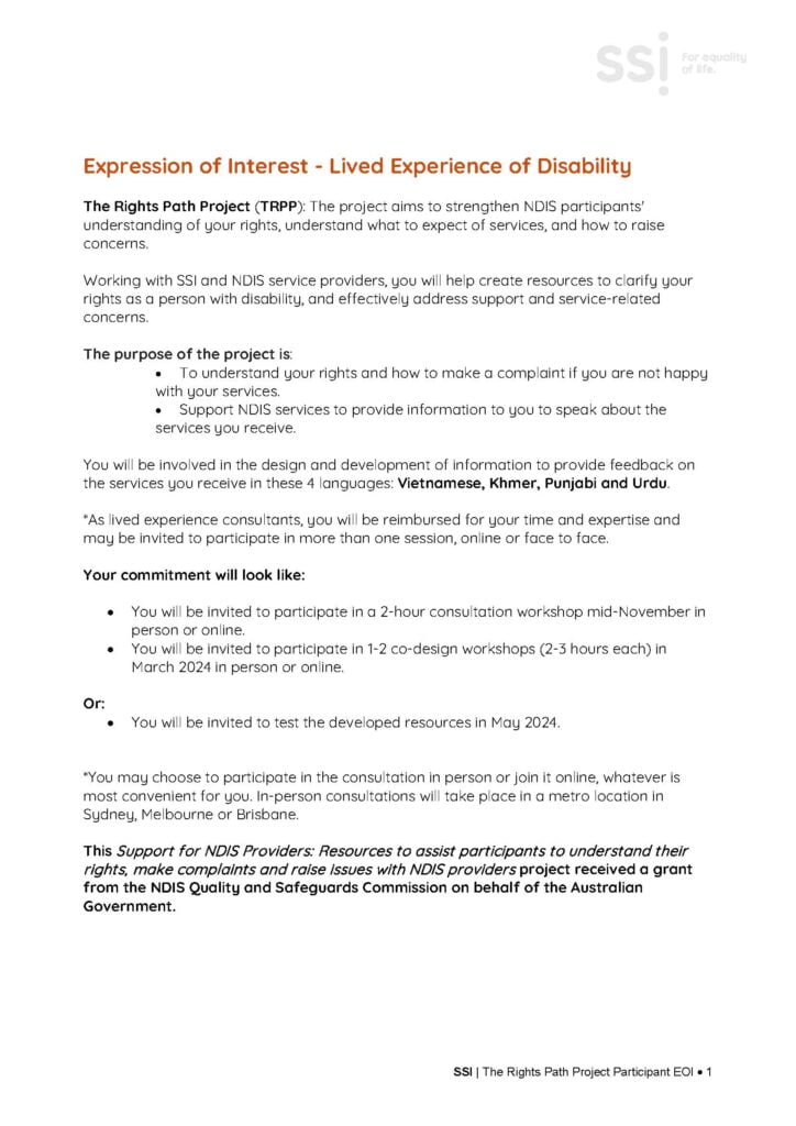 The Rights Path project - Expression of Interest