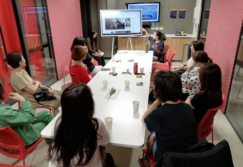 Group of women at information session about modern slavery