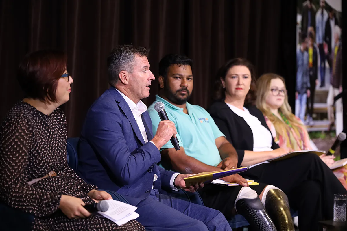 From left to right: Jayne Gan, Glenn Slater, Dwayne Fernandes, the Hon. Natasha Maclaren-Jones MLC, and Téa Rundback