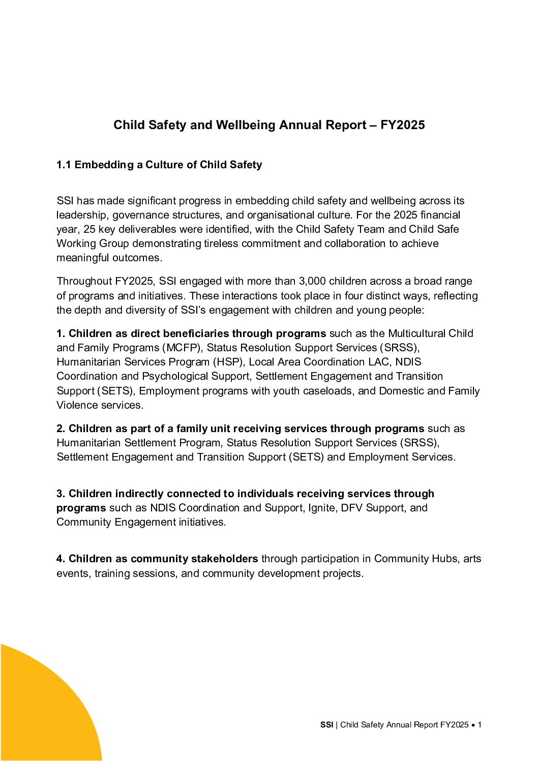 Child Safety and Wellbeing Annual Report - FY2025