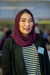 Razia Muradi, SSI Project Officer, who arrived on a complementary pathway