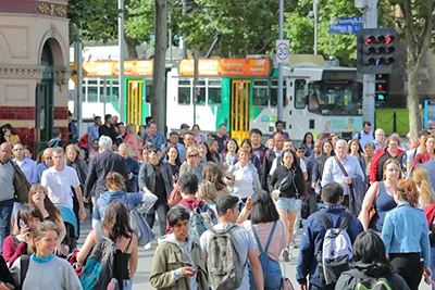 Busy street in Melbourne Australia