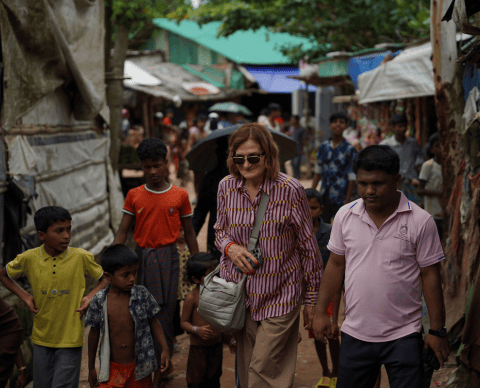 SSI CEO, Violet Roumeliotis, in Cox's Bazar, world's largest refugee camp.
